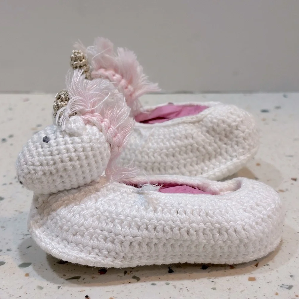 Albetta Premium Unicorn Knit Baby Booties‎ Slippers 3/6 Months Old